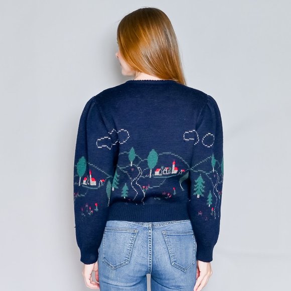 592. VINTAGE Silber-Distel Trachten Austrian Village Wool Cardigan XS-L - Picture 4 of 13